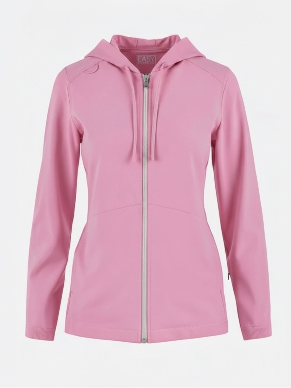 Butter-Soft Easy Stretch Pink Zip Scrub Jacket Hoodie Medium EUC Nursing Uniform